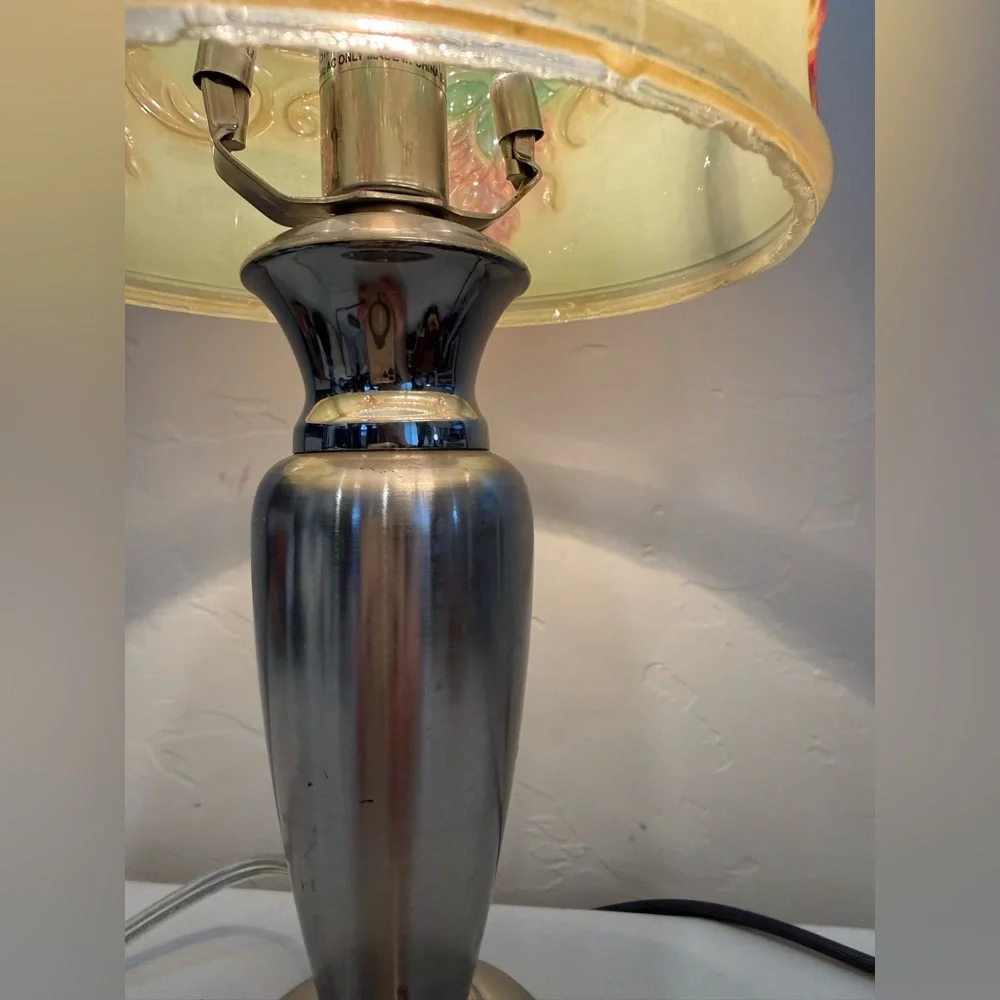 Vintage Metal Base Art Deco Green Painted  Boudoir Table Lamp‎ 3- Way Touch